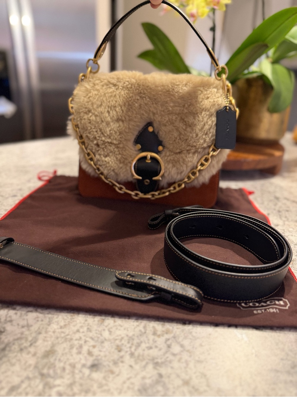 Coach Beat Bag Shoulder Bag (Style C5267) In 1941 Glove Tanned/Suede/Shearling - Picture 10 of 10